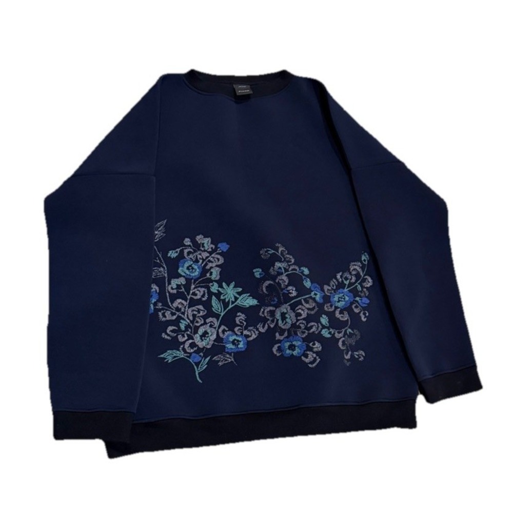 New PINKO Womens Navy Embroidered Jumper S Crew Neck Raglan Jersey XL Top Italy